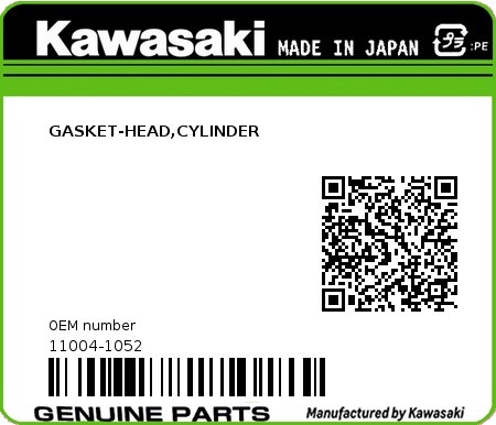 Product image: Kawasaki - 11004-1052 - GASKET-HEAD,CYLINDER  0