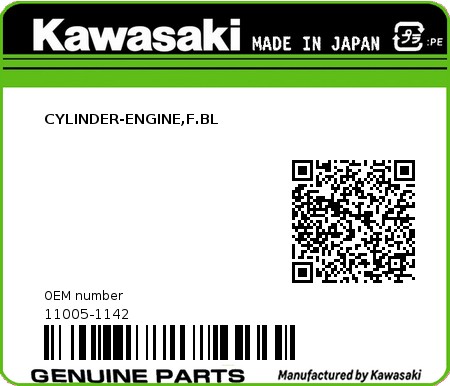 Product image: Kawasaki - 11005-1142 - CYLINDER-ENGINE,F.BL  0