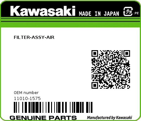 Product image: Kawasaki - 11010-1575 - FILTER-ASSY-AIR  0