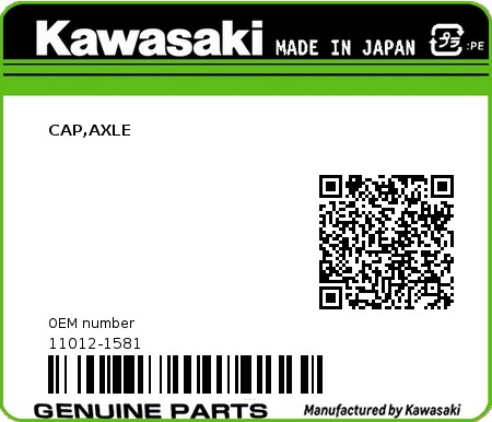 Product image: Kawasaki - 11012-1581 - CAP,AXLE  0