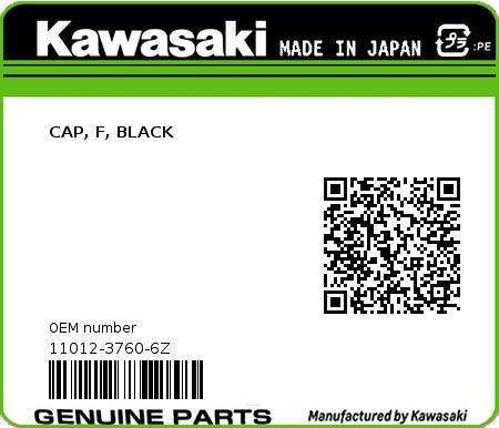 Product image: Kawasaki - 11012-3760-6Z - CAP, F, BLACK  0