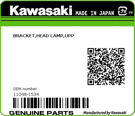 Product image: Kawasaki - 11048-1534 - BRACKET,HEAD LAMP,UPP  0