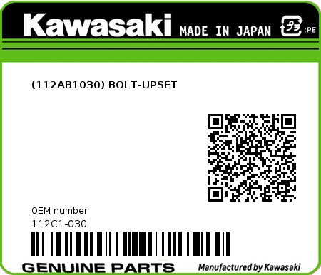 Product image: Kawasaki - 112C1-030 - (112AB1030) BOLT-UPSET  0