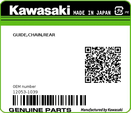 Product image: Kawasaki - 12053-1039 - GUIDE,CHAIN,REAR  0