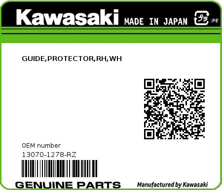 Product image: Kawasaki - 13070-1278-RZ - GUIDE,PROTECTOR,RH,WH  0
