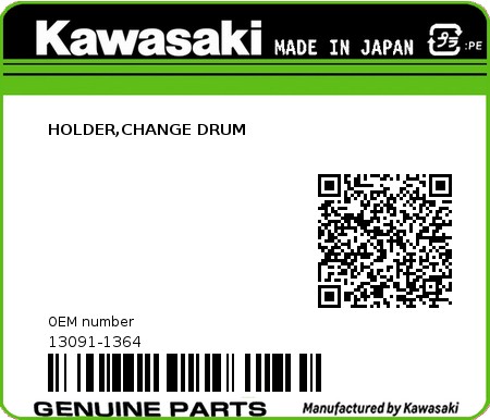 Product image: Kawasaki - 13091-1364 - HOLDER,CHANGE DRUM  0