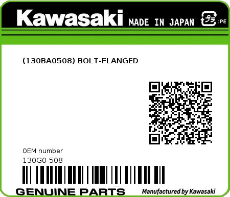 Product image: Kawasaki - 130G0-508 - (130BA0508) BOLT-FLANGED  0