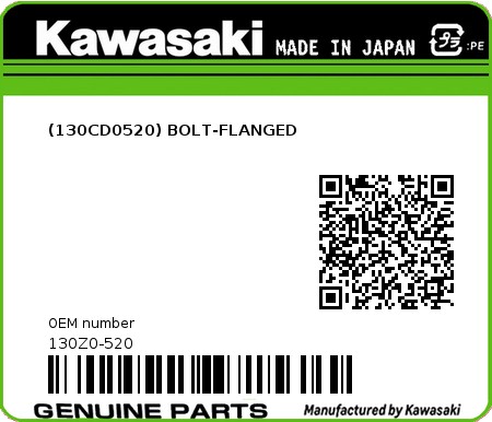 Product image: Kawasaki - 130Z0-520 - (130CD0520) BOLT-FLANGED  0