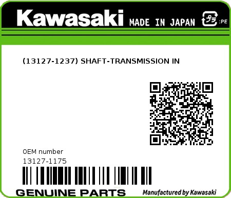 Product image: Kawasaki - 13127-1175 - (13127-1237) SHAFT-TRANSMISSION IN  0