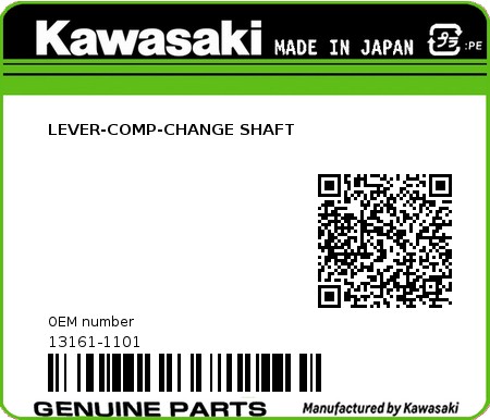 Product image: Kawasaki - 13161-1101 - LEVER-COMP-CHANGE SHAFT  0