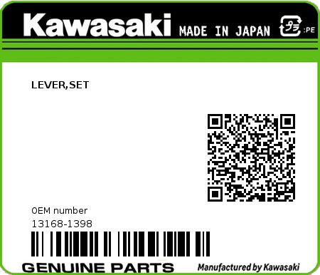 Product image: Kawasaki - 13168-1398 - LEVER,SET  0