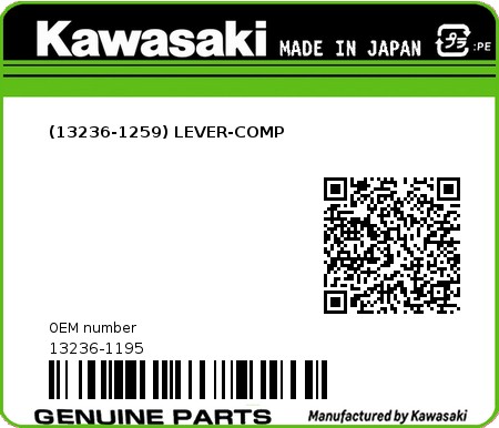 Product image: Kawasaki - 13236-1195 - (13236-1259) LEVER-COMP  0
