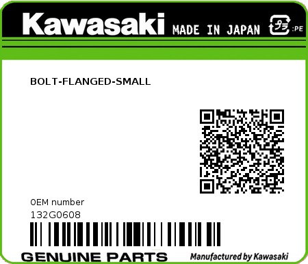 Product image: Kawasaki - 132G0608 - BOLT-FLANGED-SMALL  0