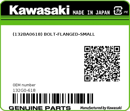 Product image: Kawasaki - 132G0-618 - (132BA0618) BOLT-FLANGED-SMALL  0