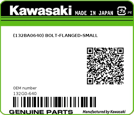 Product image: Kawasaki - 132G0-640 - (132BA0640) BOLT-FLANGED-SMALL  0