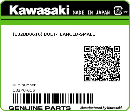 Product image: Kawasaki - 132Y0-616 - (132BD0616) BOLT-FLANGED-SMALL  0