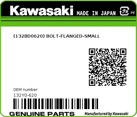 Product image: Kawasaki - 132Y0-620 - (132BD0620) BOLT-FLANGED-SMALL  0