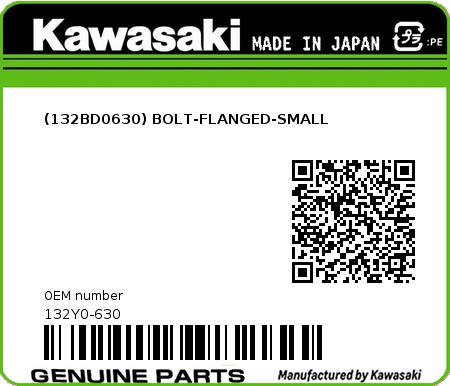 Product image: Kawasaki - 132Y0-630 - (132BD0630) BOLT-FLANGED-SMALL  0