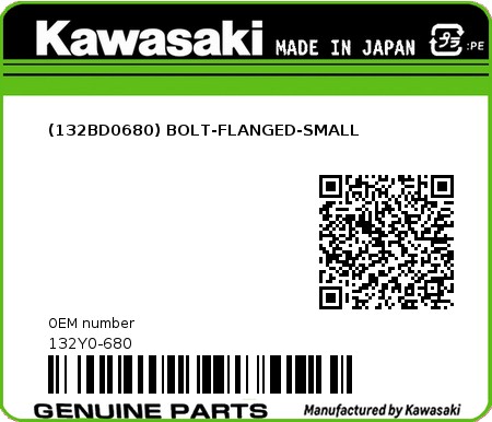 Product image: Kawasaki - 132Y0-680 - (132BD0680) BOLT-FLANGED-SMALL  0