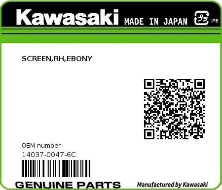 Product image: Kawasaki - 14037-0047-6C - SCREEN,RH,EBONY  0