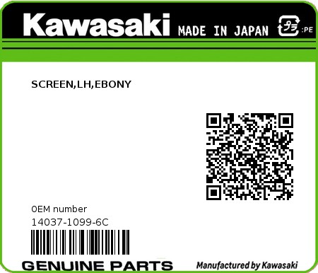 Product image: Kawasaki - 14037-1099-6C - SCREEN,LH,EBONY  0