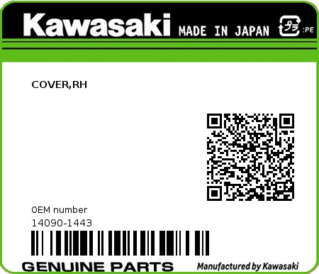 Product image: Kawasaki - 14090-1443 - COVER,RH  0