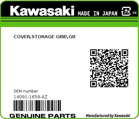 Product image: Kawasaki - 14091-1659-AZ - COVER,STORAGE GRIP,GR  0