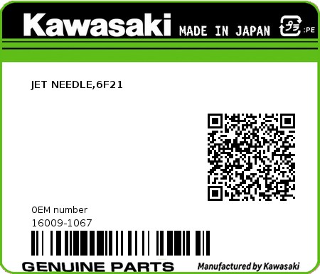 Product image: Kawasaki - 16009-1067 - JET NEEDLE,6F21  0