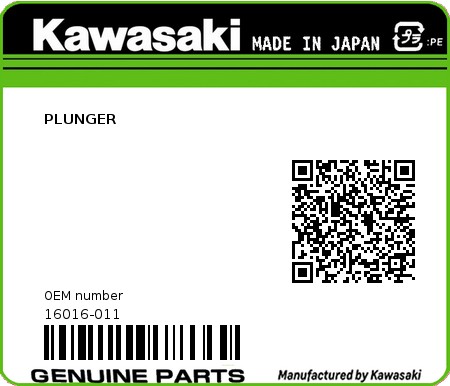 Product image: Kawasaki - 16016-011 - PLUNGER  0