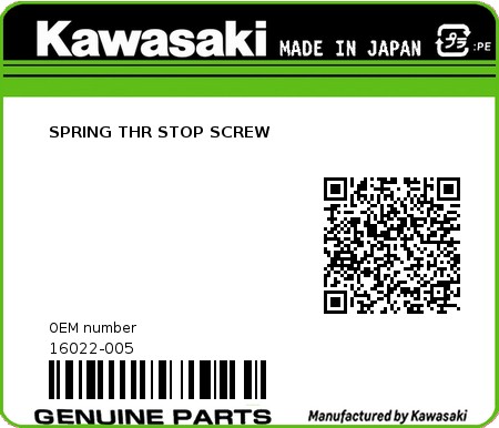 Product image: Kawasaki - 16022-005 - SPRING THR STOP SCREW  0
