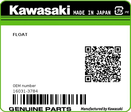 Product image: Kawasaki - 16031-3784 - FLOAT  0