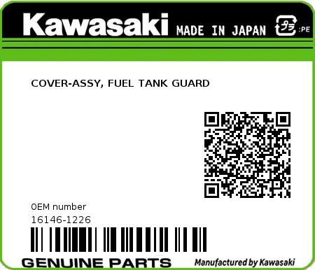 Product image: Kawasaki - 16146-1226 - COVER-ASSY, FUEL TANK GUARD  0