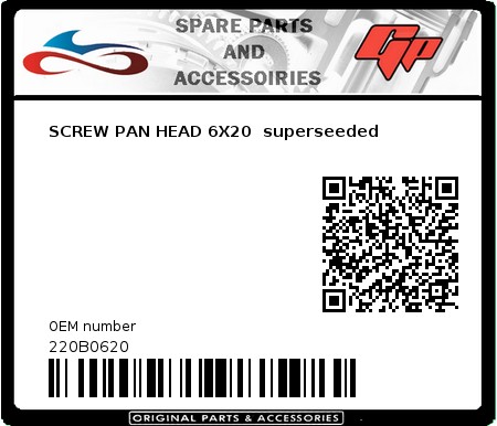 Product image:  - 220B0620 - SCREW PAN HEAD 6X20  superseeded  0