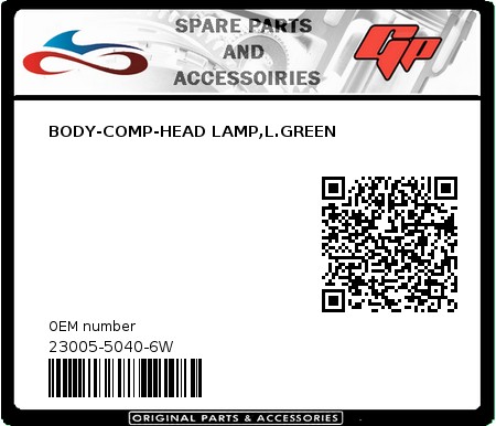Product image:  - 23005-5040-6W - BODY-COMP-HEAD LAMP,L.GREEN  0