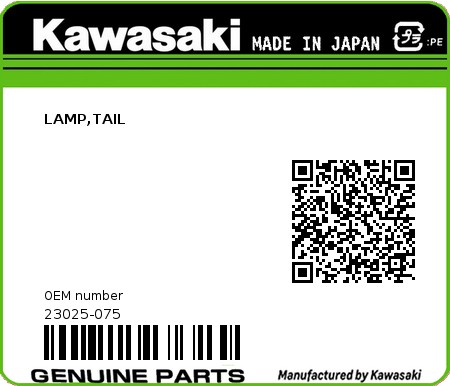 Product image: Kawasaki - 23025-075 - LAMP,TAIL  0
