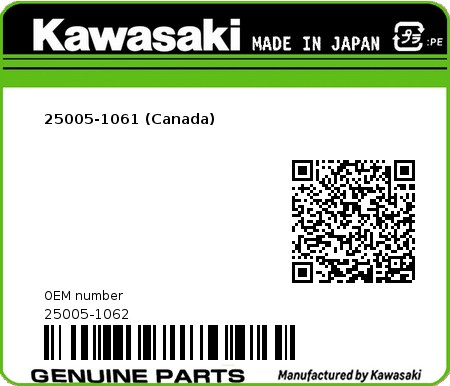 Product image: Kawasaki - 25005-1062 - 25005-1061 (Canada)  0