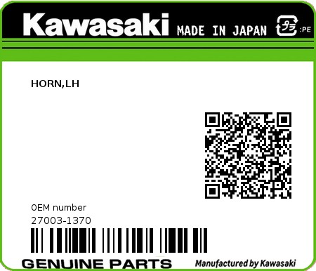 Product image: Kawasaki - 27003-1370 - HORN,LH  0