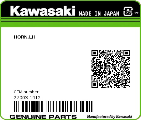Product image: Kawasaki - 27003-1412 - HORN,LH  0