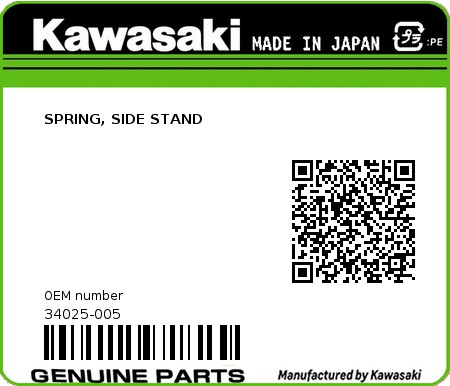 Product image: Kawasaki - 34025-005 - SPRING, SIDE STAND  0