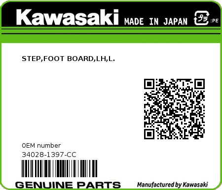 Product image: Kawasaki - 34028-1397-CC - STEP,FOOT BOARD,LH,L.  0