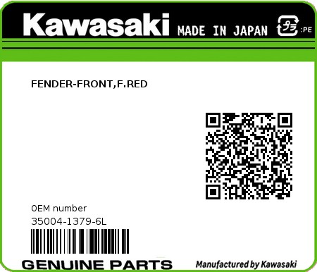 Product image: Kawasaki - 35004-1379-6L - FENDER-FRONT,F.RED  0