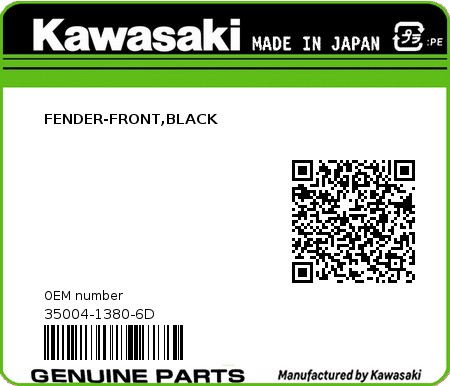 Product image: Kawasaki - 35004-1380-6D - FENDER-FRONT,BLACK  0
