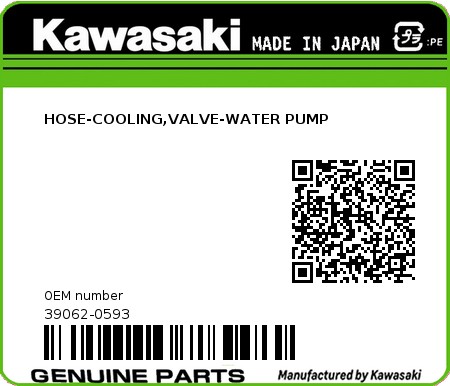 Product image: Kawasaki - 39062-0593 - HOSE-COOLING,VALVE-WATER PUMP  0