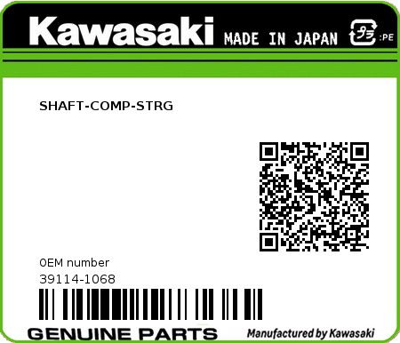 Product image: Kawasaki - 39114-1068 - SHAFT-COMP-STRG  0