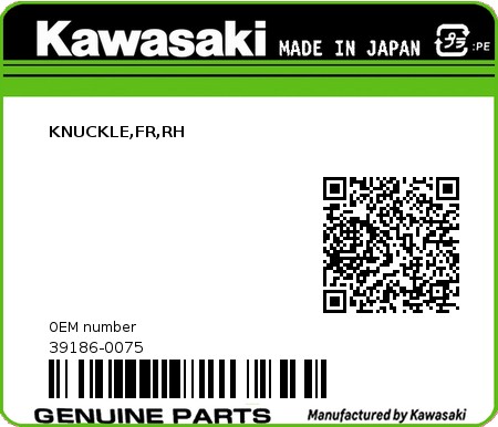 Product image: Kawasaki - 39186-0075 - KNUCKLE,FR,RH  0