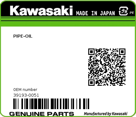 Product image: Kawasaki - 39193-0051 - PIPE-OIL  0
