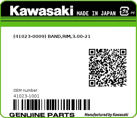Product image: Kawasaki - 41023-1001 - (41023-0009) BAND,RIM,3.00-21  0