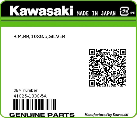 Product image: Kawasaki - 41025-1336-5A - RIM,RR,10X8.5,SILVER  0