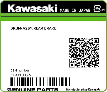 Product image: Kawasaki - 41034-1125 - DRUM-ASSY,REAR BRAKE  0
