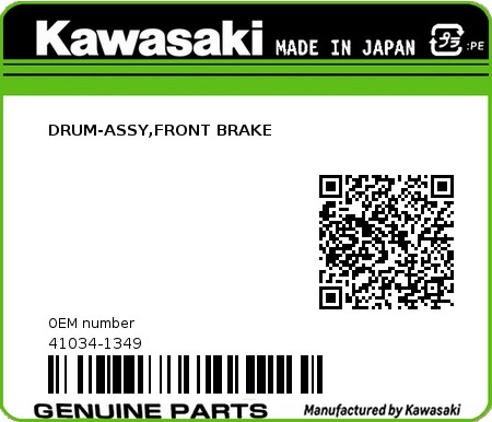 Product image: Kawasaki - 41034-1349 - DRUM-ASSY,FRONT BRAKE  0